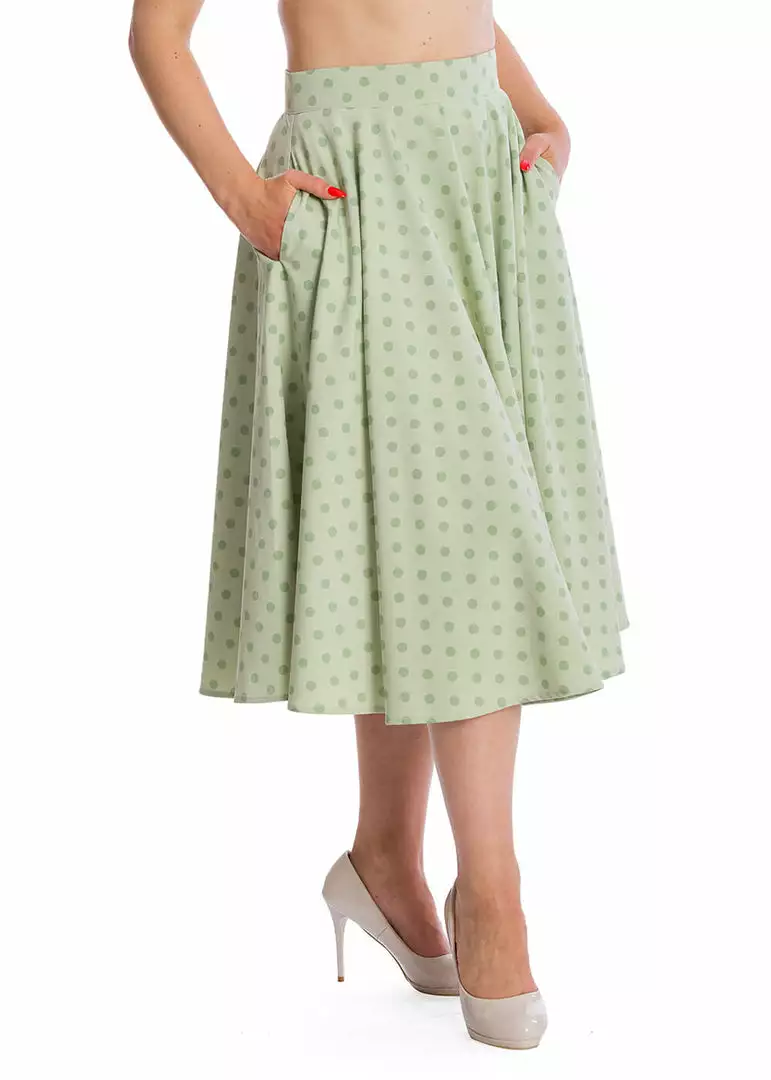 Banned Dot Days Polkadot 50's Swing Skirt Green 4 Banned Dot Days Polkadot 50's Swing Skirt Green