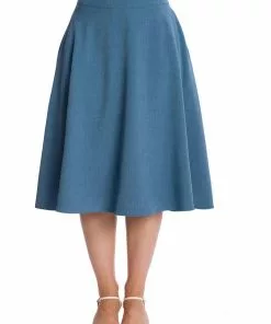 Banned Summer Staple 50's Swing Skirt Blue New In