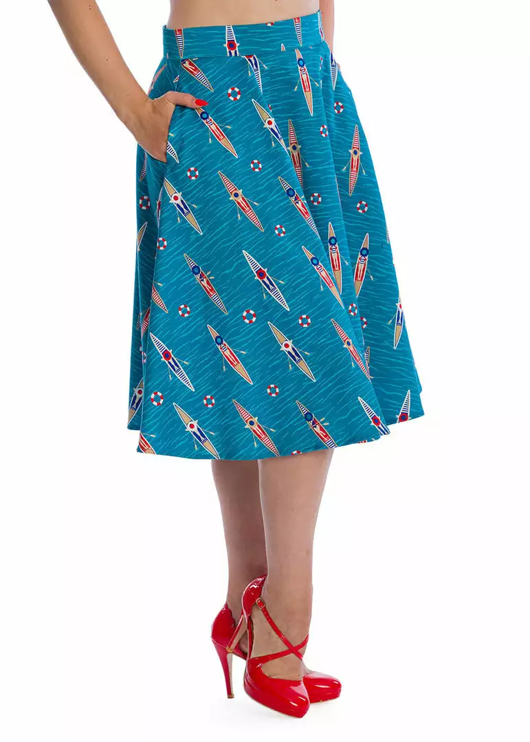 New In Banned Regatta Girl 50's Swing Skirt Blue 4 New In Banned Regatta Girl 50's Swing Skirt Blue