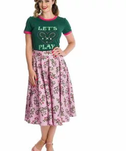 New In Banned Summer Berry 50's Swing Skirt Lilac Purple