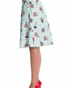 Banned Hot Air Balloon Globe 50's Swing Wrap Skirt Blue 9 Banned Hot Air Balloon Globe 50's Swing Wrap Skirt Blue