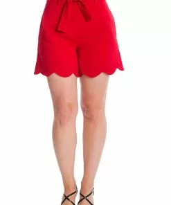 Banned Ahoy Scallop 50's Shorts Red New In