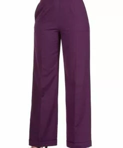 Banned Party On 40's Pantalon Trousers Aubergine New In