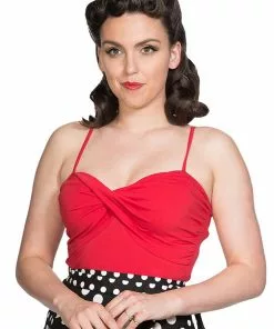 New In Banned Wrap Front 50's Top Red