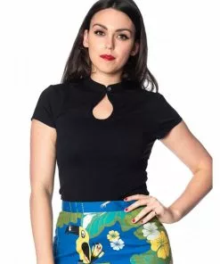 Banned Mandarin Collar 40's Top Black New In
