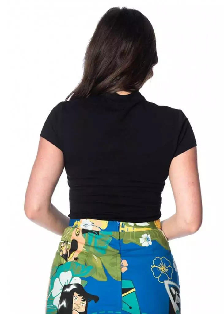 Banned Mandarin Collar 40's Top Black New In 5 Banned Mandarin Collar 40's Top Black New In