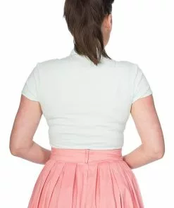 New In Banned Mandarin Collar 40's Top Mint Colour