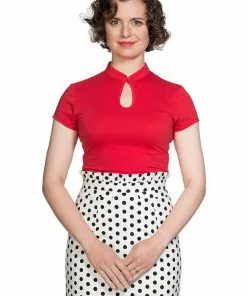 New In Banned Mandarin Collar 40's Top Red 9 New In Banned Mandarin Collar 40's Top Red