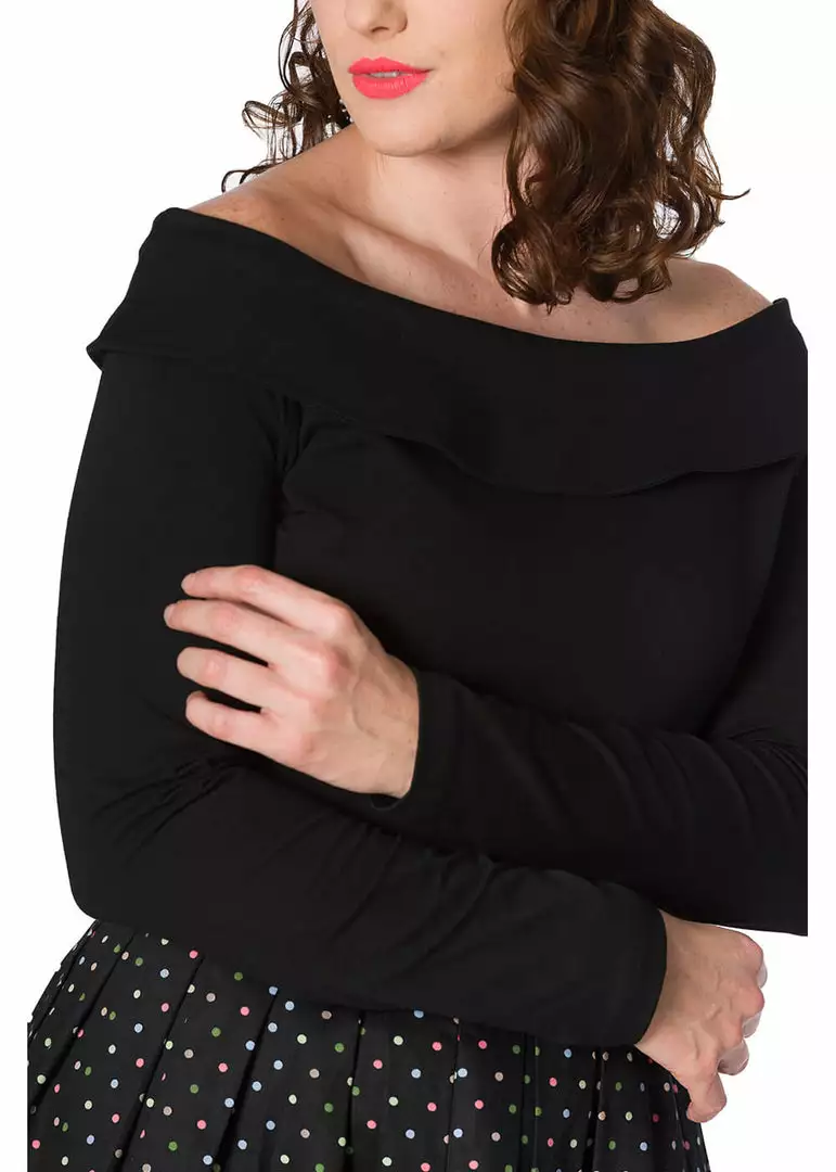 Banned Bardot Love 50's Top Black New In 4 Banned Bardot Love 50's Top Black New In