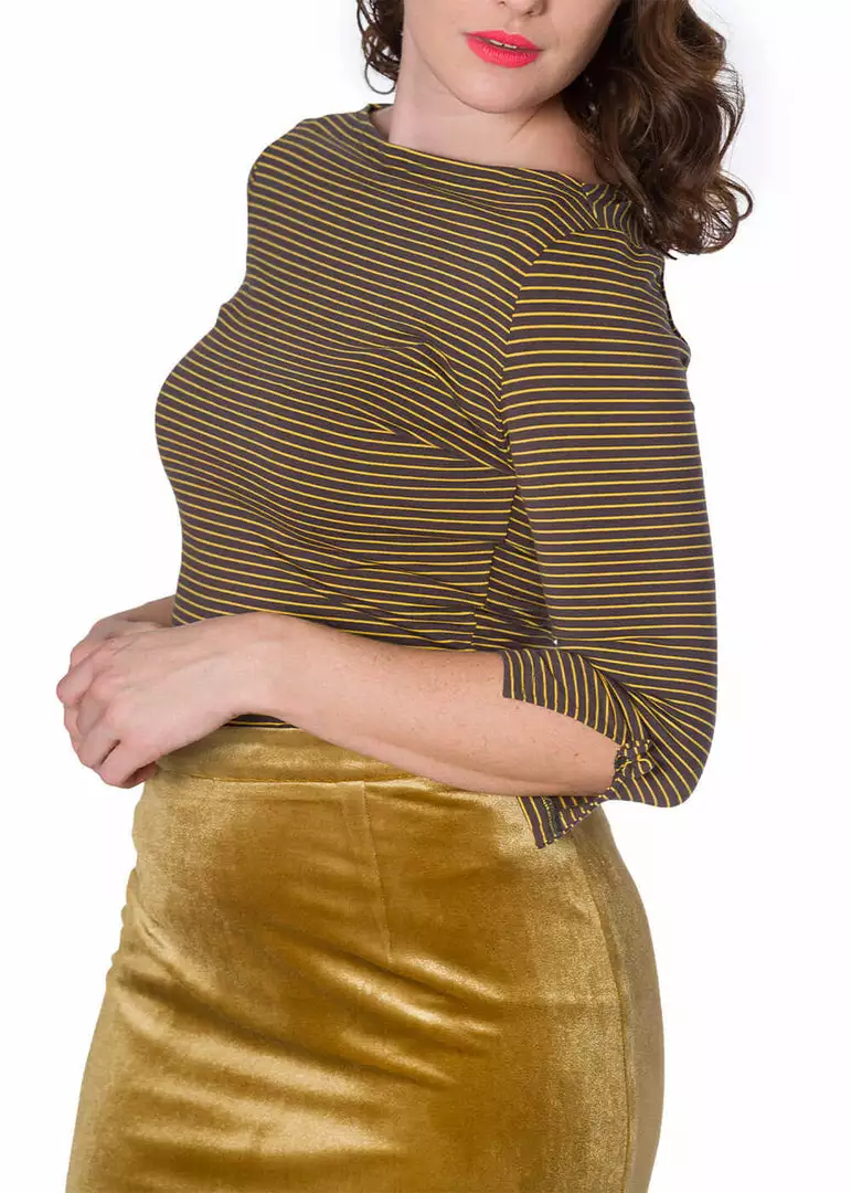 New In Banned Simply Stripe 60's Top Tan 4 New In Banned Simply Stripe 60's Top Tan