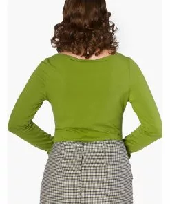 New In Banned Bow 60's Top Khaki Green 8 New In Banned Bow 60's Top Khaki Green