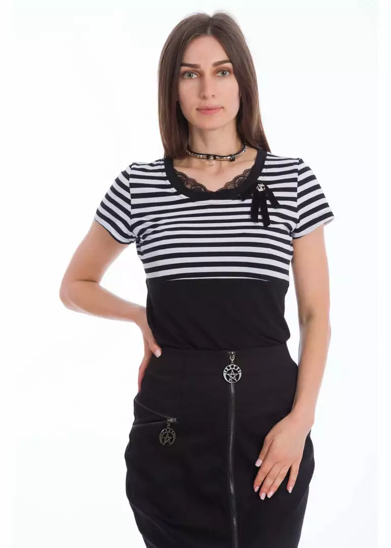 Banned Candy Stripe Sailor 40's Top Black New In 3 Banned Candy Stripe Sailor 40's Top Black New In