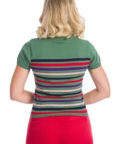 Banned Memory Lane Stripe 60's Top Green New In