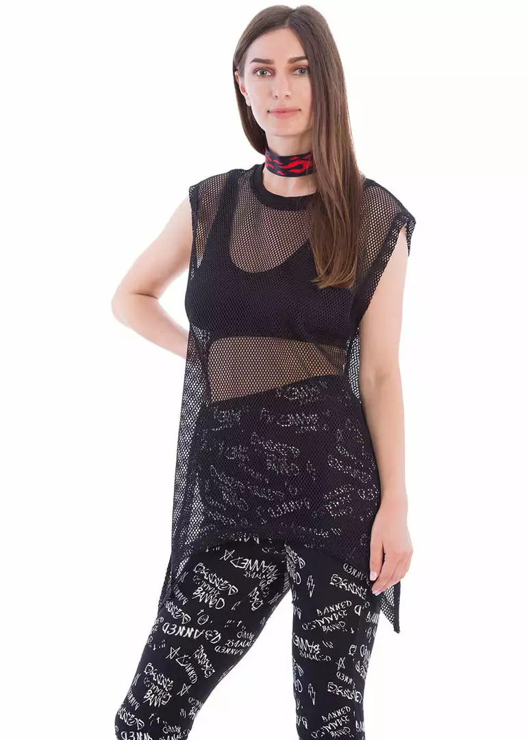 Banned Nightmare Fishnet 80's Top Black New In 3 Banned Nightmare Fishnet 80's Top Black New In