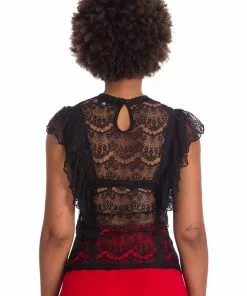 Banned Romance Lace 40's Top Black