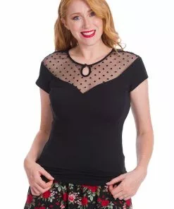 Banned Smoulder Polkadot 50's Top Black