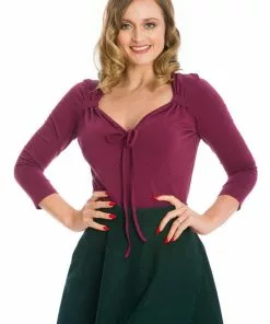 Banned Dream Big Jersey Top Aubergine Purple