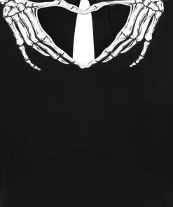 Banned Skeleton Heart Top Black New In