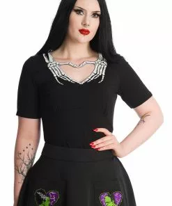 Banned Skeleton Heart Top Black New In