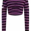 Banned Chantrea Stripe 80's Top Purple 2 Banned Chantrea Stripe 80's Top Purple