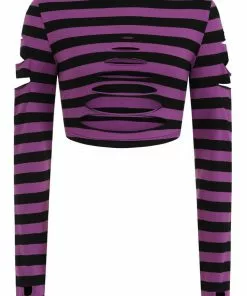 Banned Chantrea Stripe 80's Top Purple