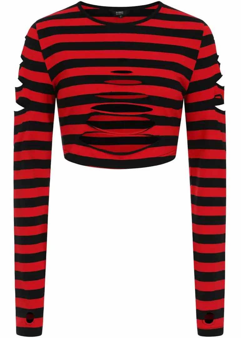 Banned Chantrea Stripe 80's Top Red 3 Banned Chantrea Stripe 80's Top Red