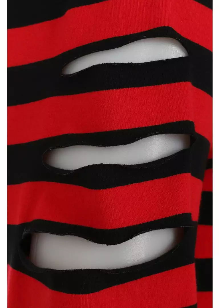 Banned Chantrea Stripe 80's Top Red 6 Banned Chantrea Stripe 80's Top Red