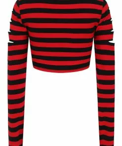 Banned Chantrea Stripe 80's Top Red 9 Banned Chantrea Stripe 80's Top Red