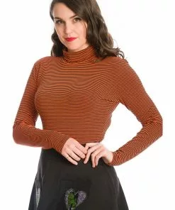 Banned Trick Or Treat Stripe 60's Top Orange Color New In