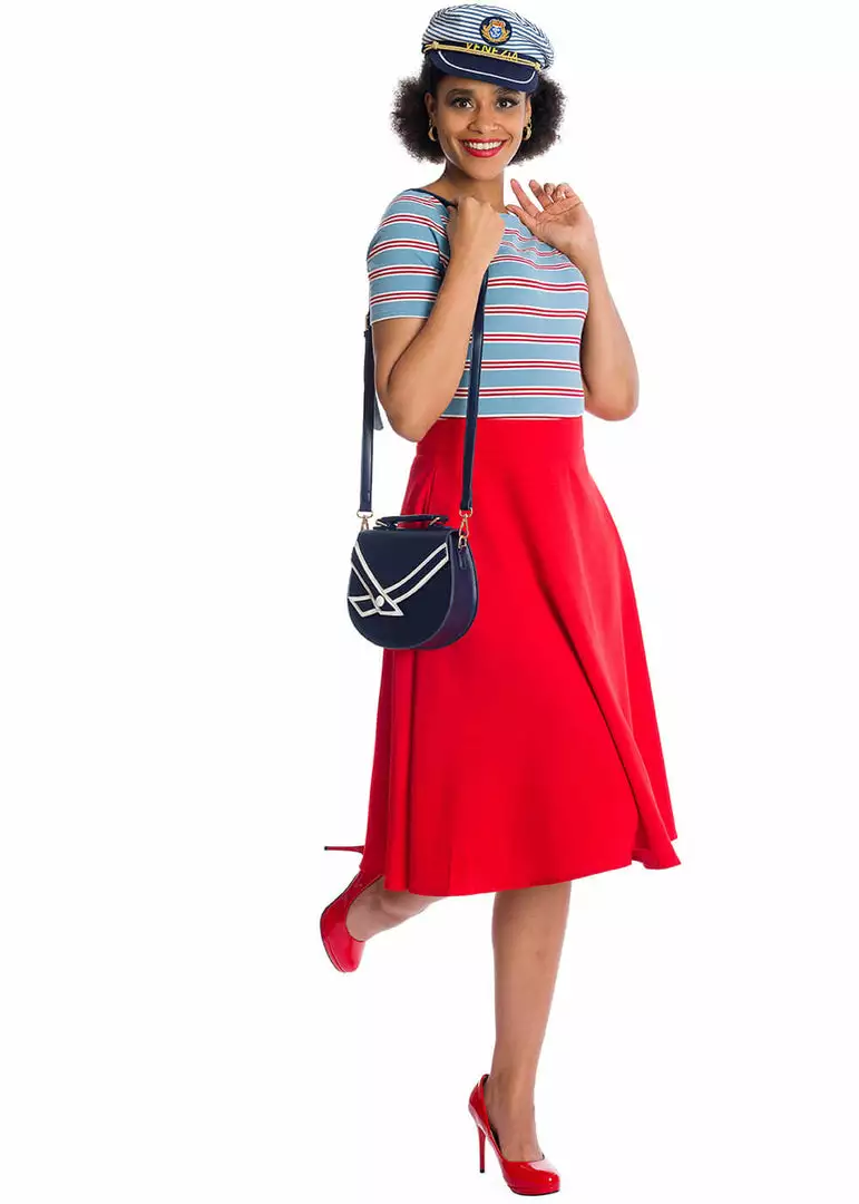 Banned Kate Stripe 40's Top Blue New In 4 Banned Kate Stripe 40's Top Blue New In