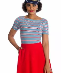Banned Kate Stripe 40's Top Blue New In 11 Banned Kate Stripe 40's Top Blue New In