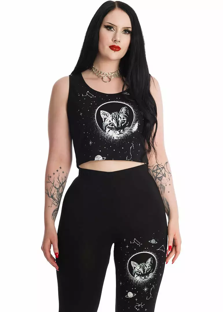 New In Banned Space Cat Cropped T-Shirt Black 4 New In Banned Space Cat Cropped T-Shirt Black