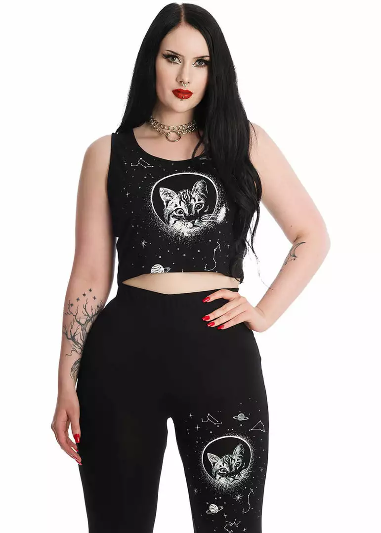 New In Banned Space Cat Cropped T-Shirt Black 3 New In Banned Space Cat Cropped T-Shirt Black