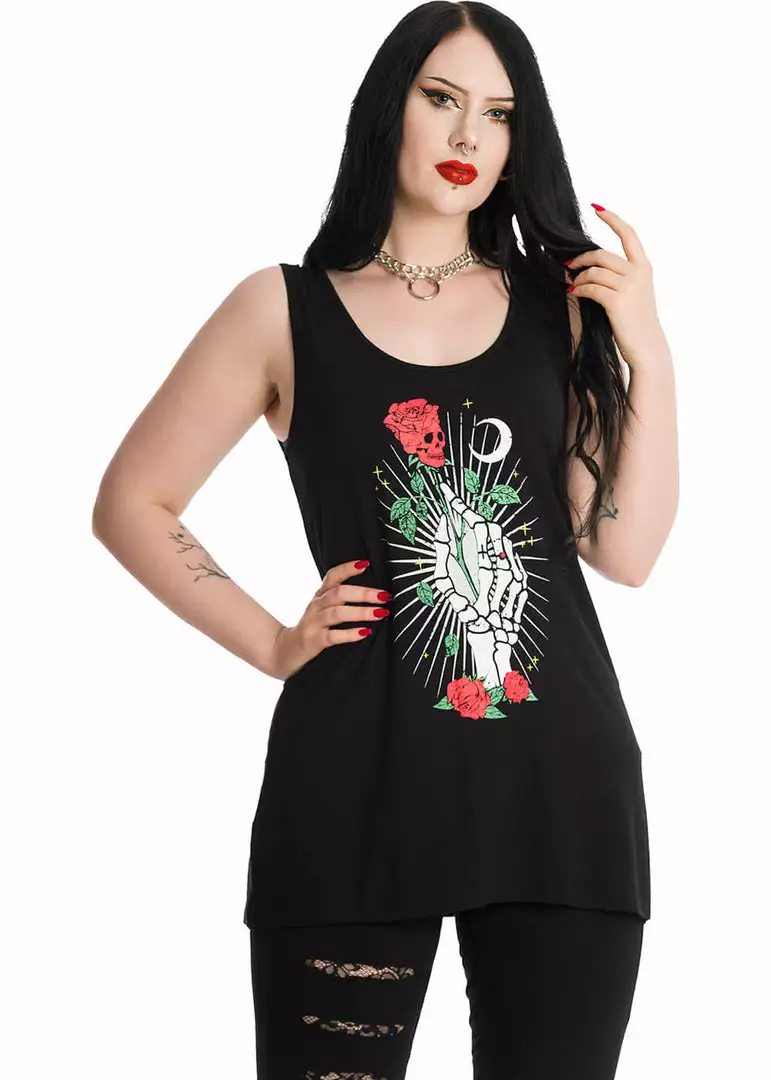 New In Banned Ishtar Skeleton Rose T-Shirt Black 3 New In Banned Ishtar Skeleton Rose T-Shirt Black