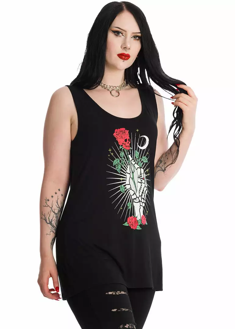 New In Banned Ishtar Skeleton Rose T-Shirt Black 4 New In Banned Ishtar Skeleton Rose T-Shirt Black
