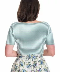 Banned Sizzle Stripe 50's Top Blue