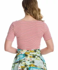 New In Banned Sizzle Stripe 50's Top Pink 8 New In Banned Sizzle Stripe 50's Top Pink