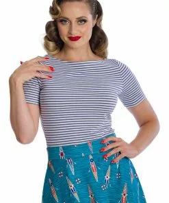 New In Banned Sizzle Stripe 50's Top Purple