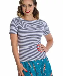 New In Banned Sizzle Stripe 50's Top Purple
