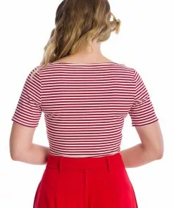 New In Banned Sizzle Stripe 50's Top Red 8 New In Banned Sizzle Stripe 50's Top Red