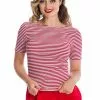 New In Banned Sizzle Stripe 50's Top Red
