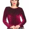 Banned Evening Rose 50's Top Burgundy Black 1 Banned Evening Rose 50's Top Burgundy Black