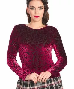 Banned Evening Rose 50's Top Burgundy Black