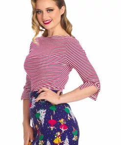 Banned Merry Stripe 40's Top White Red New In