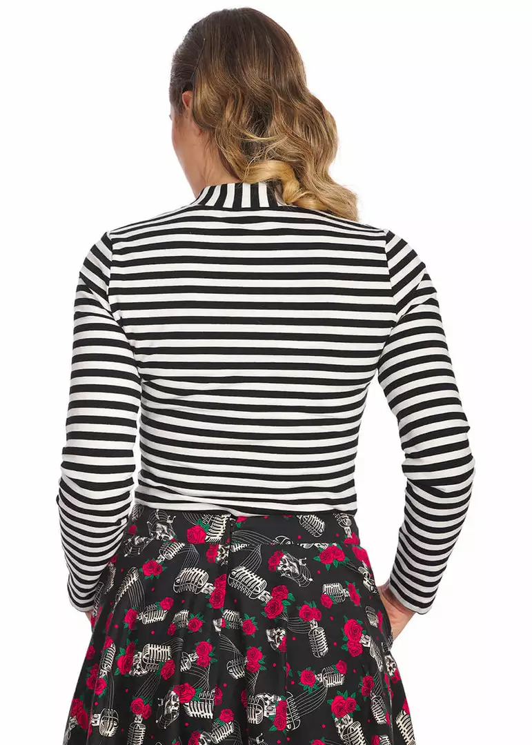 New In Banned Spooks & Stripe 60's Top Black 7 New In Banned Spooks & Stripe 60's Top Black