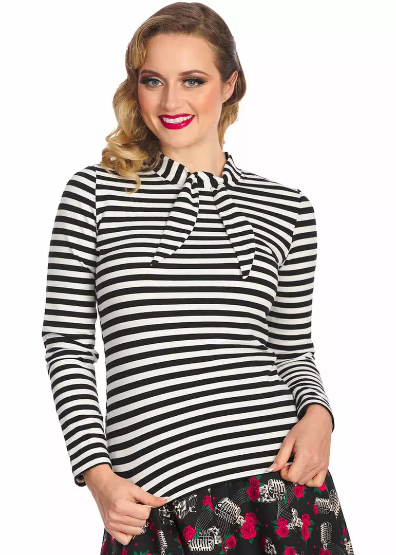 New In Banned Spooks & Stripe 60's Top Black 3 New In Banned Spooks & Stripe 60's Top Black