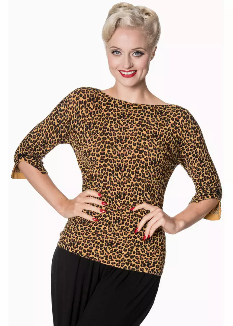 Banned Rocky 50's Jumper Leopardprint New In 3 Banned Rocky 50's Jumper Leopardprint New In