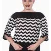 Banned Vanilla Chevron 60's Top Black White New In