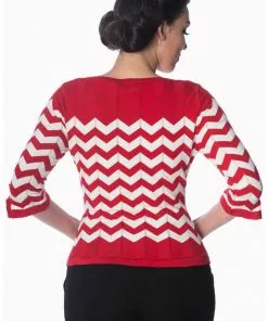 New In Banned Vanilla Chevron 60's Top Red White