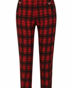 New In Banned Blackwell Tartan 60's Trousers Red